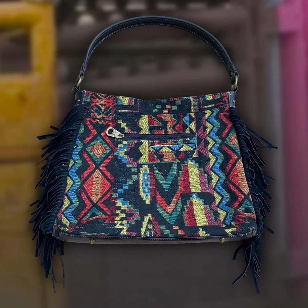 Montana West Woven Fringe Purse - Picture 1 of 3